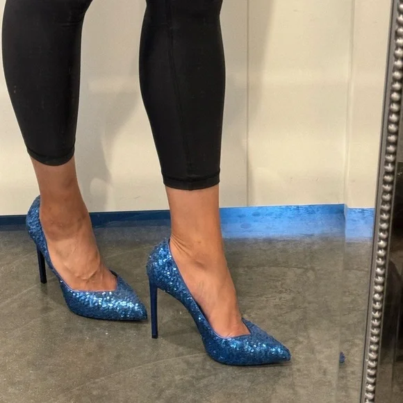 Saint Laurent electric blue sequin size 38.5 pumps - Picture 7 of 8